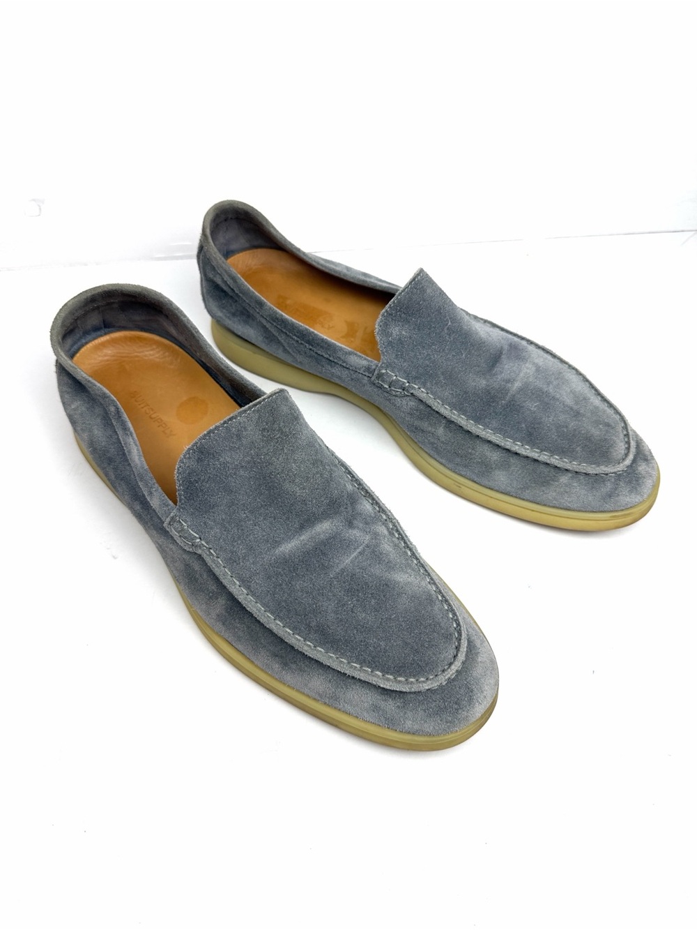 SuitSupply Suede Venetian Loafers Men EU 43 US 10 Gray Slip On Shoes Portugal
